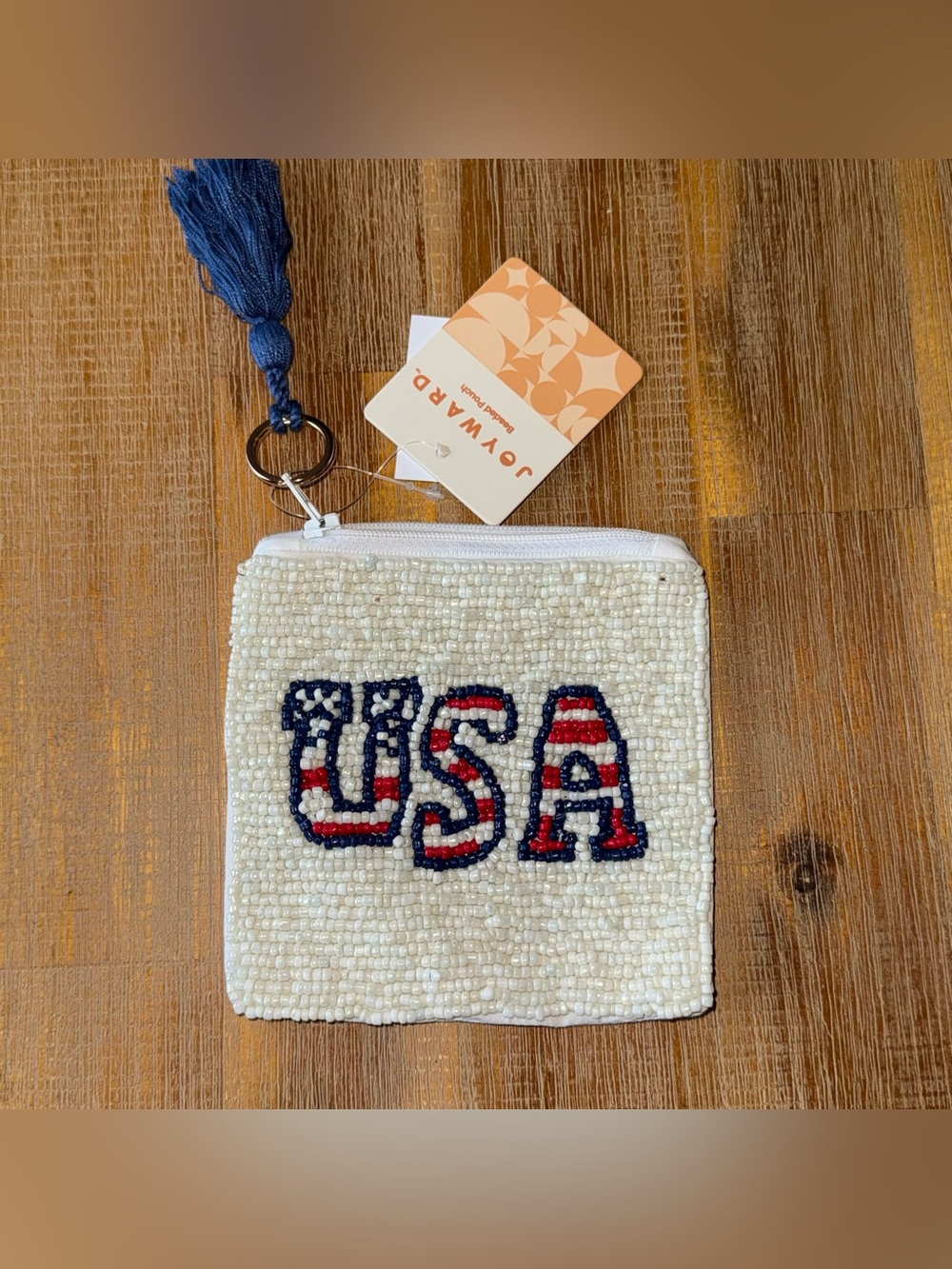 NWT Joyward USA Beaded Coin Purse Keychain Wallet